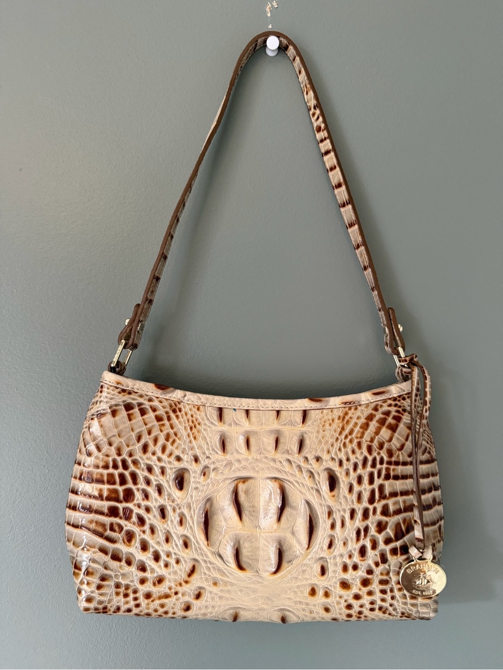 Brahmin Anytime Mini Melbourne Collection Crocodile Leather Shoulder Bag